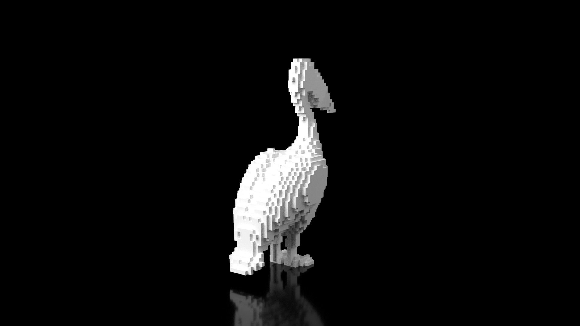Pelican Minecraft Voxel Low-poly 3D model_4
