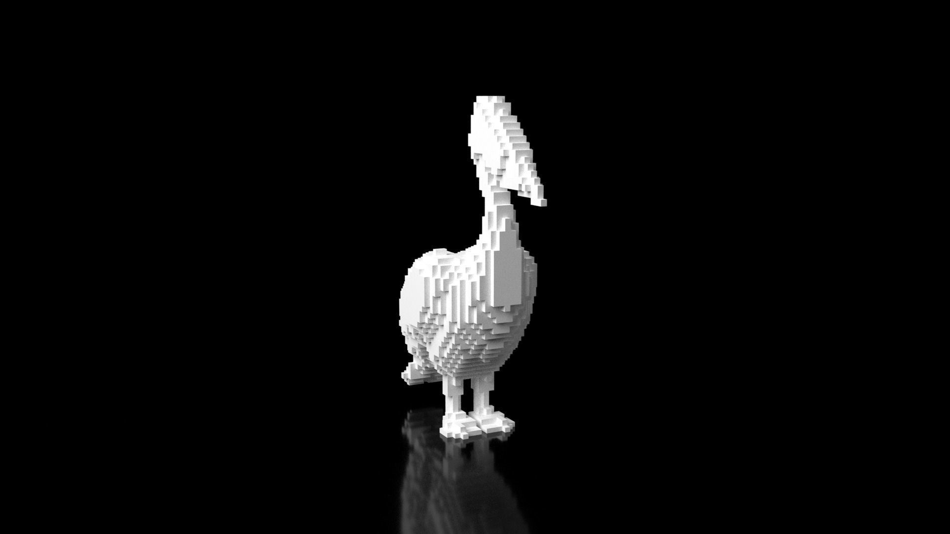 Pelican Minecraft Voxel Low-poly 3D model_2