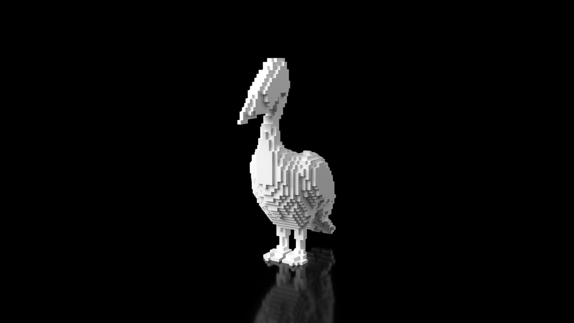 Pelican Minecraft Voxel Low-poly 3D model_1