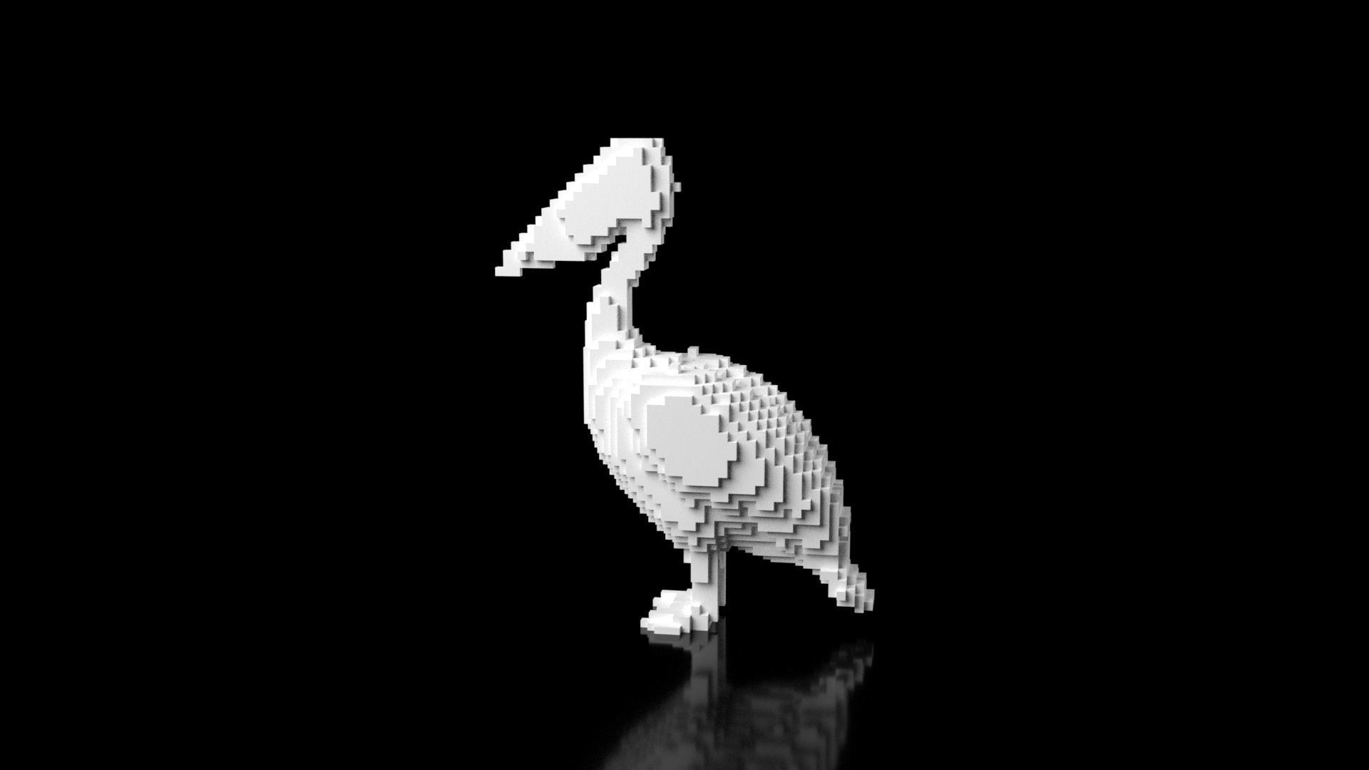 Pelican Minecraft Voxel Low-poly 3D model_6