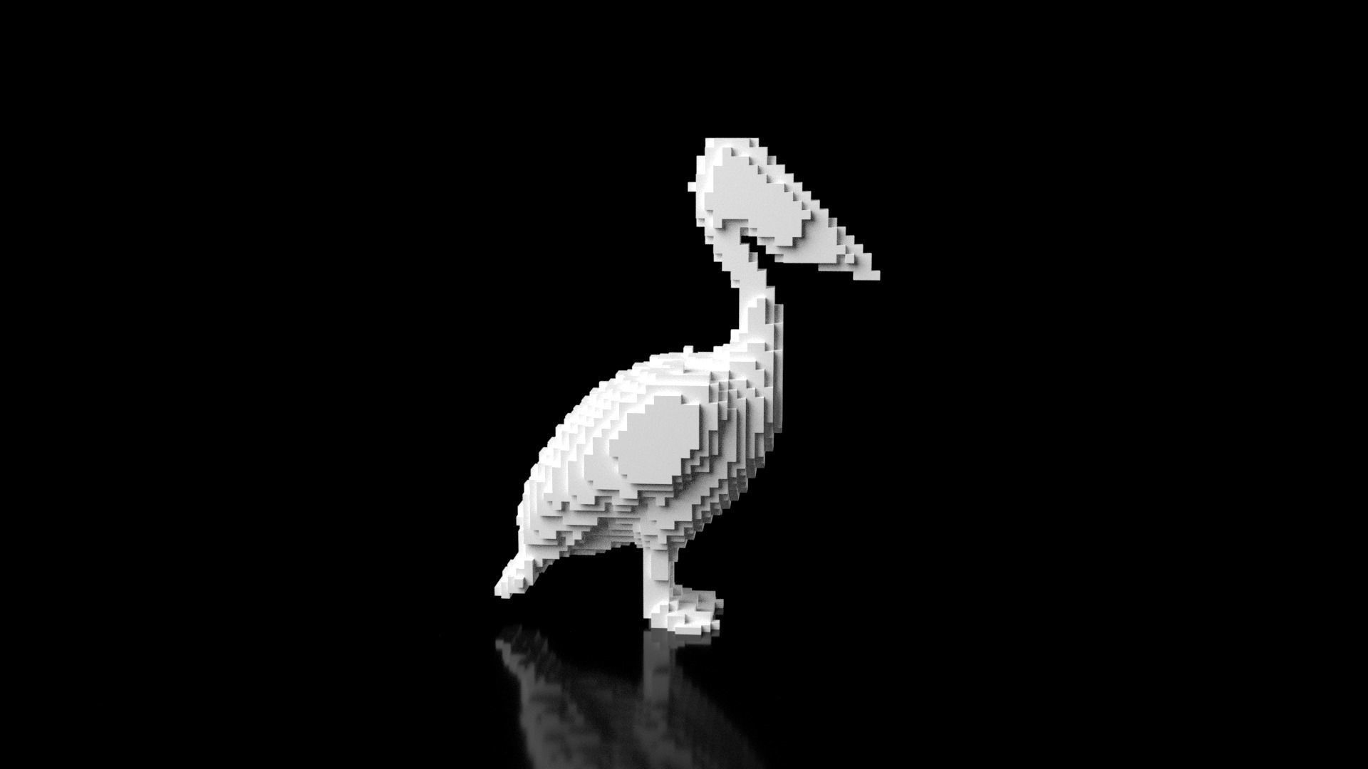 Pelican Minecraft Voxel Low-poly 3D model_3