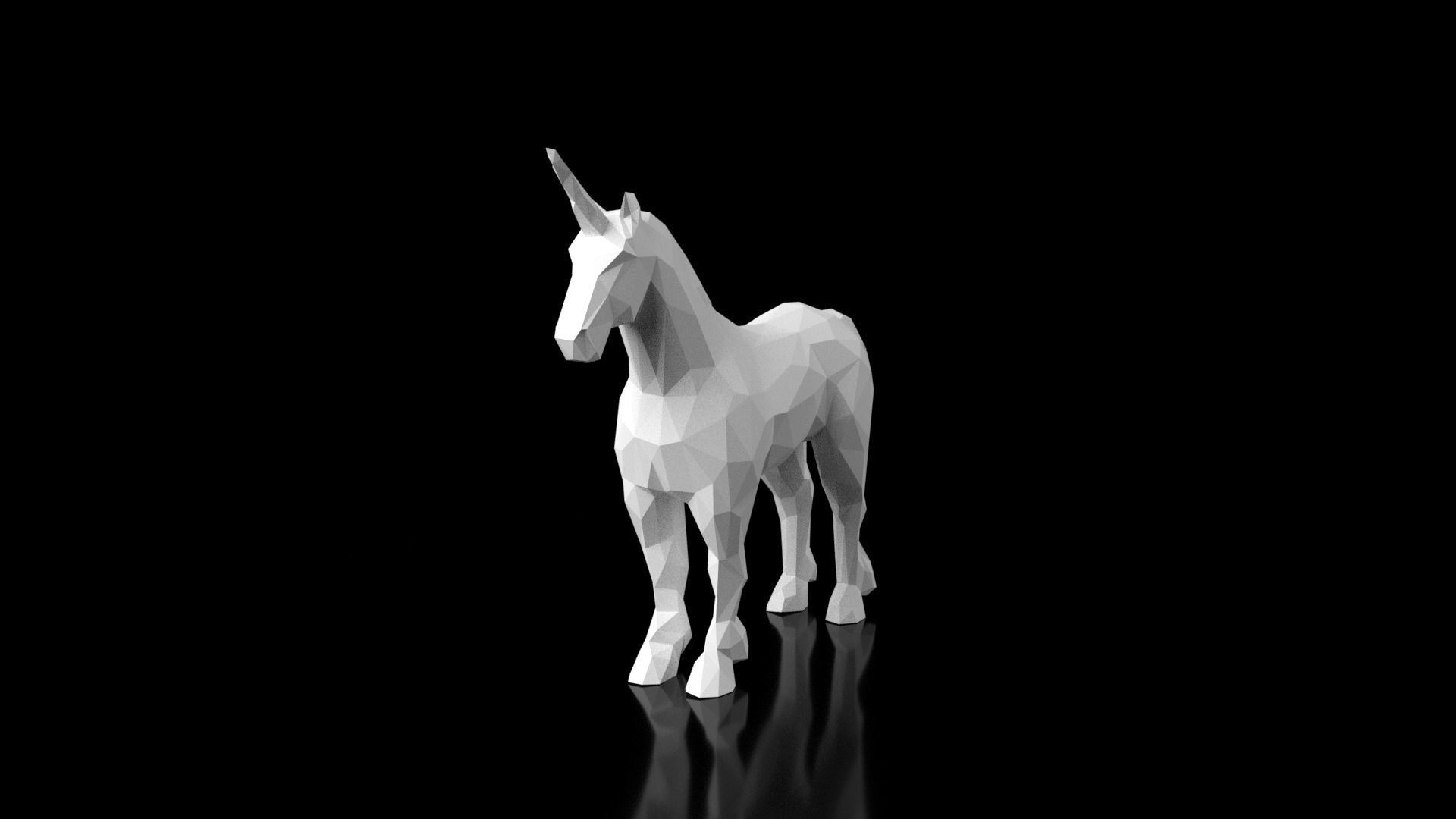 Unicorn Low Poligonal Low-poly 3D model_1