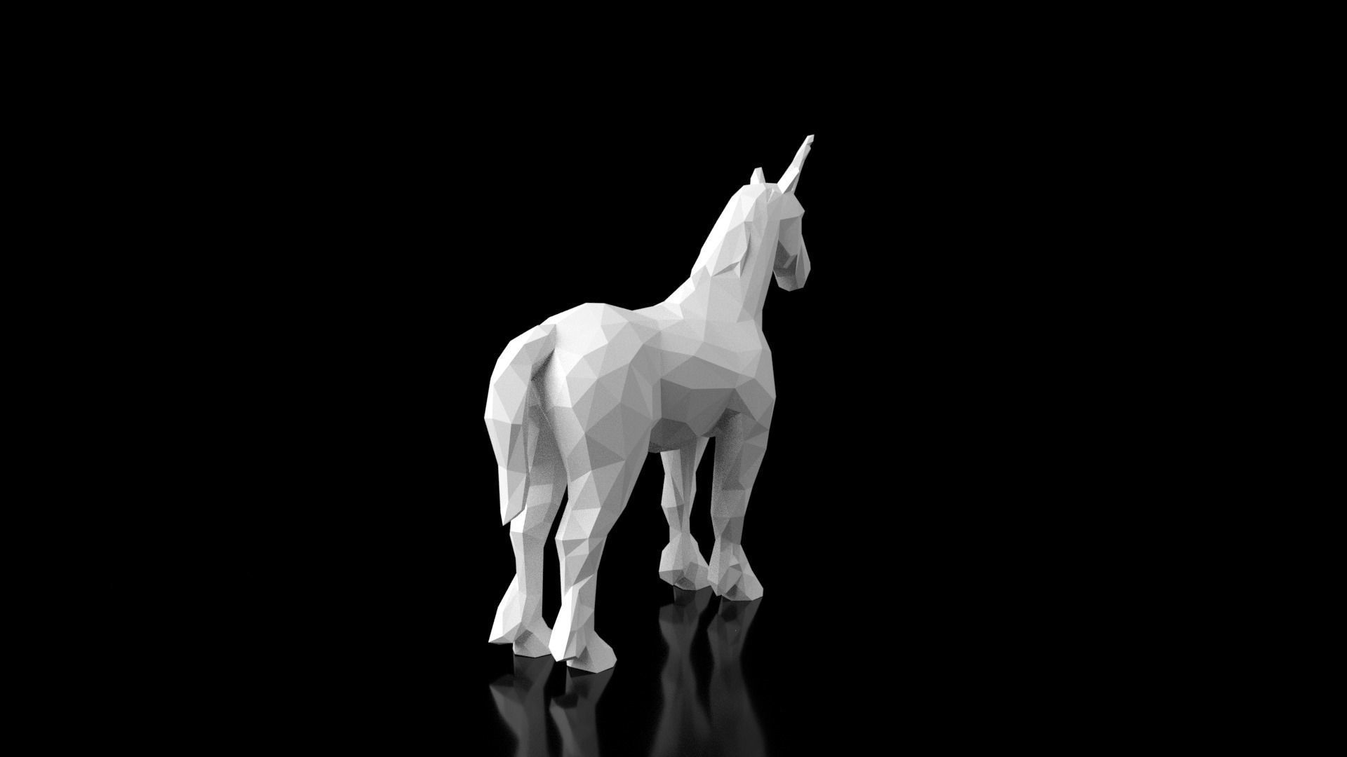 Unicorn Low Poligonal Low-poly 3D model_4