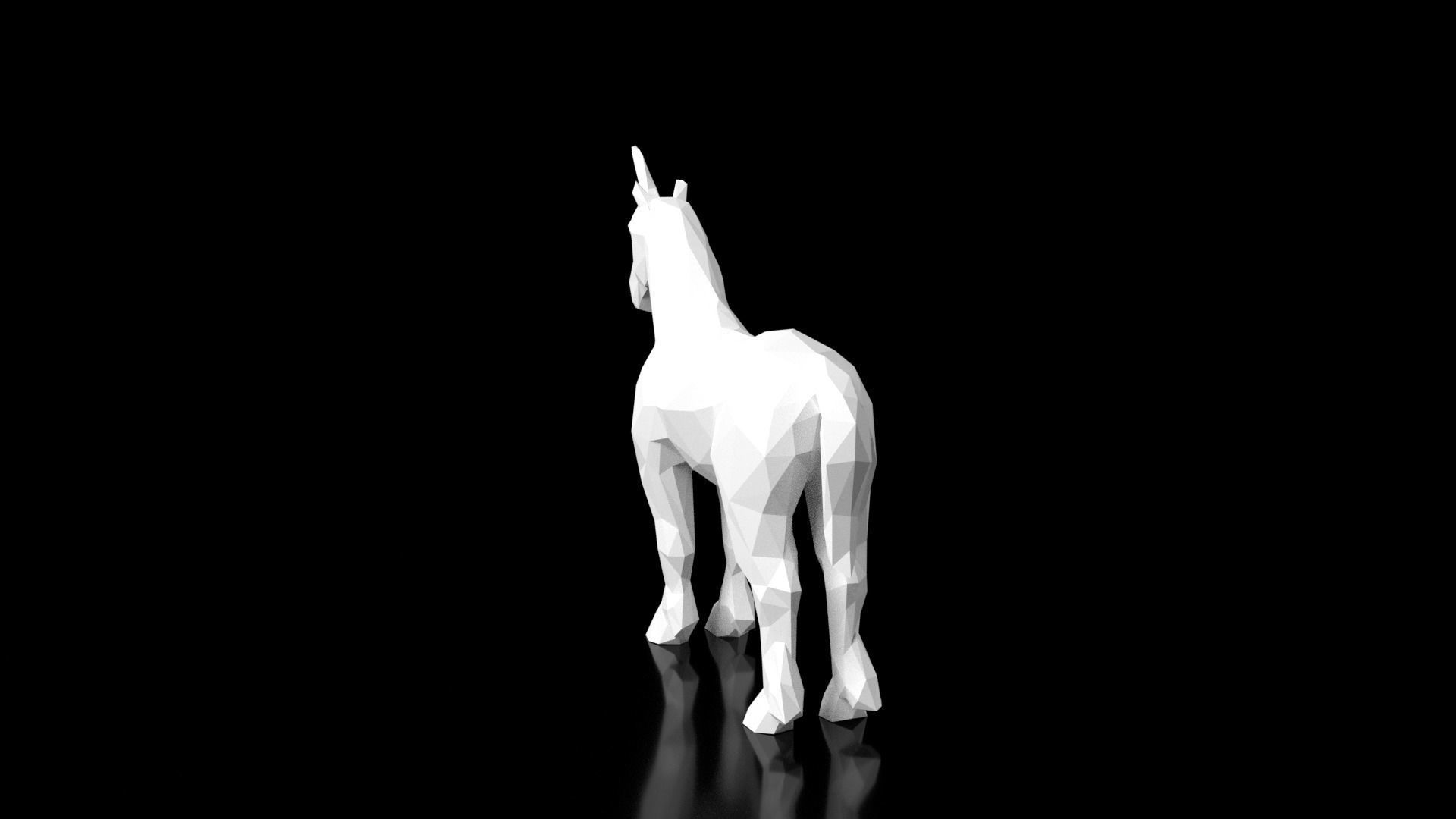 Unicorn Low Poligonal Low-poly 3D model_5