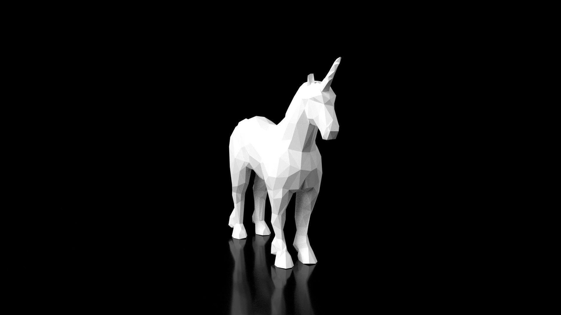 Unicorn Low Poligonal Low-poly 3D model_2