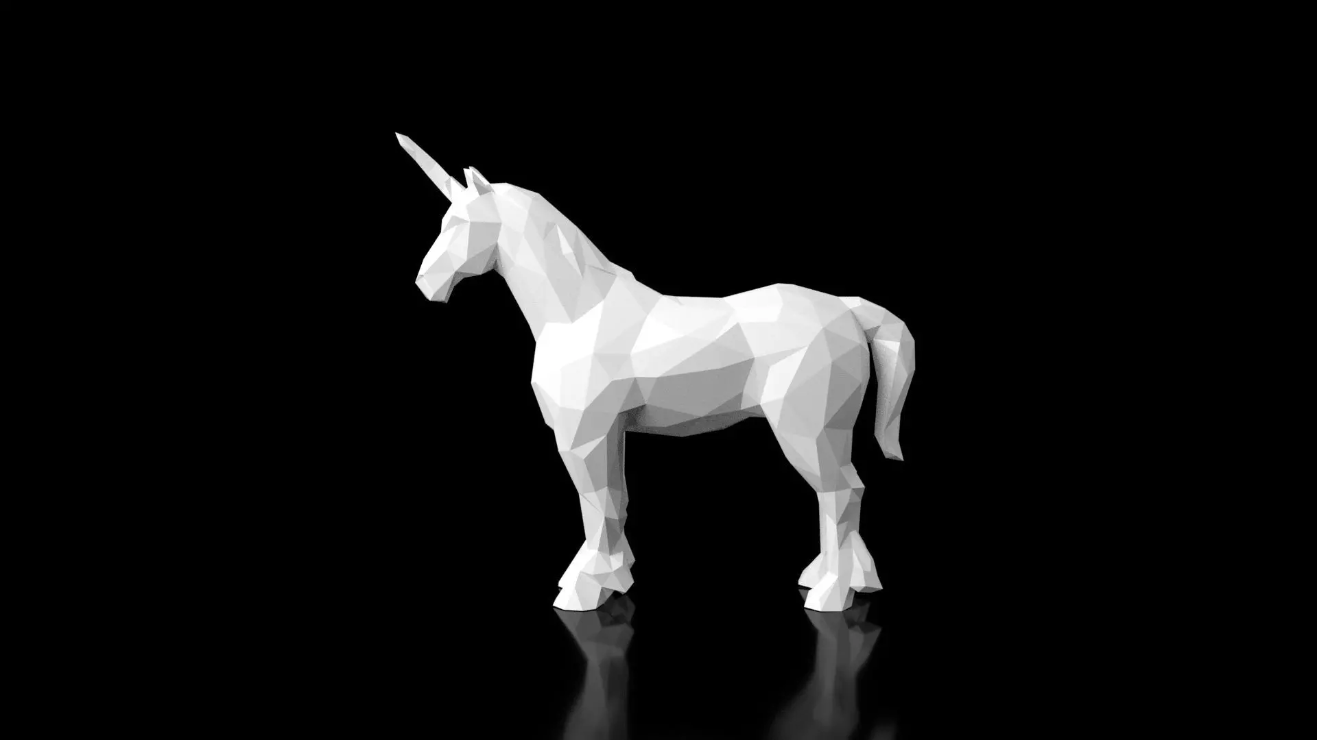 Unicorn Low Poligonal Low-poly 3D model_0
