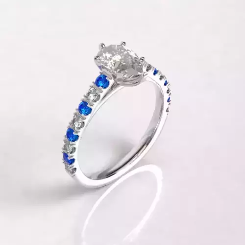 Anillo de compromiso Engagement ring with stones 3D model