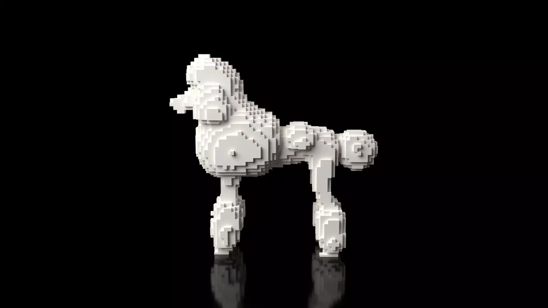 Poodle Minecraft Voxel Low-poly 3D model_0