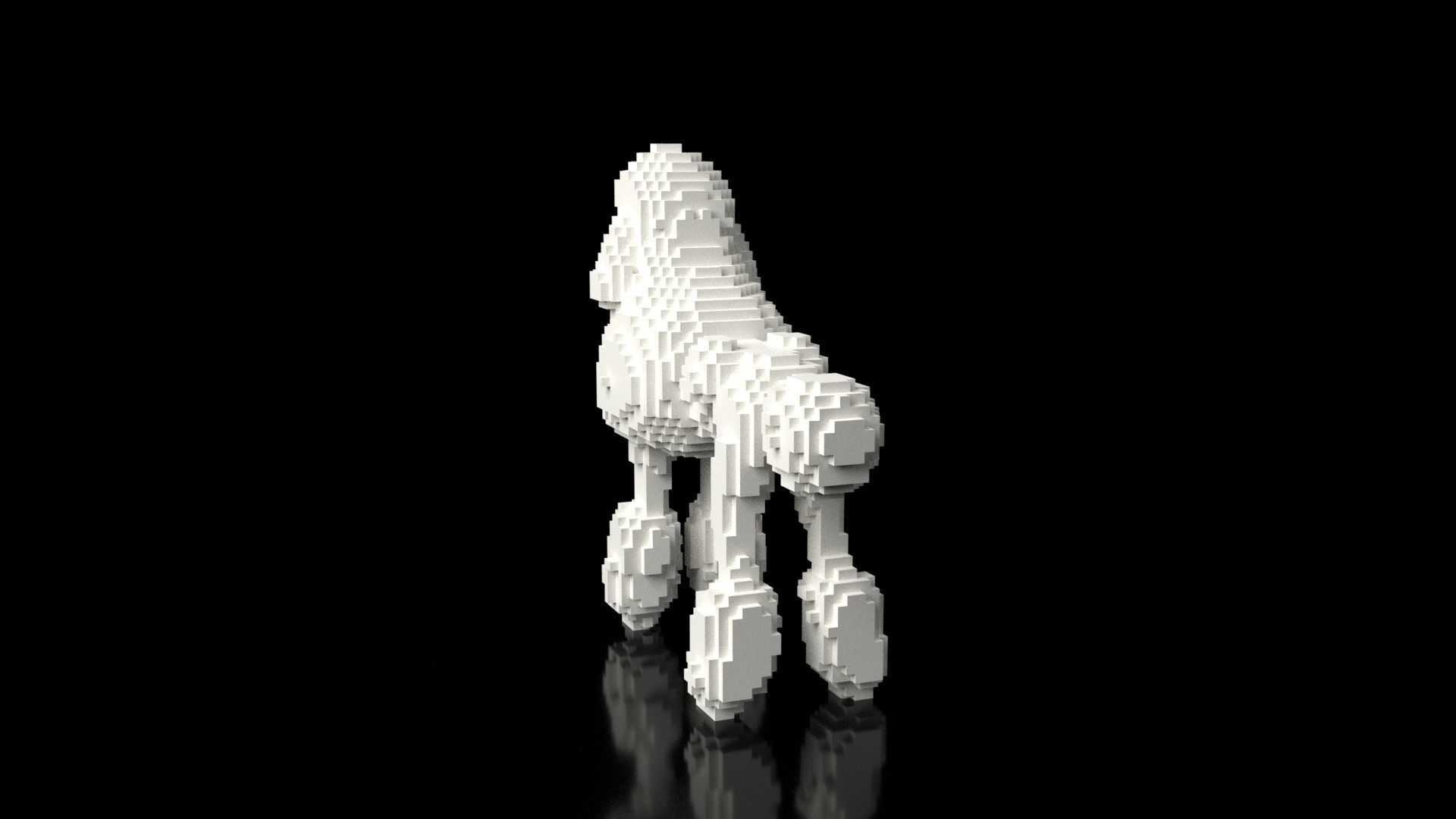 Poodle Minecraft Voxel Low-poly 3D model_5