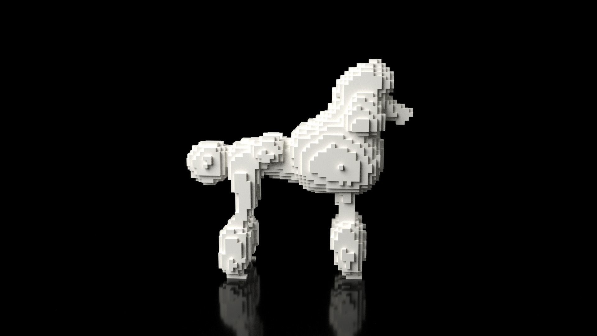 Poodle Minecraft Voxel Low-poly 3D model_3