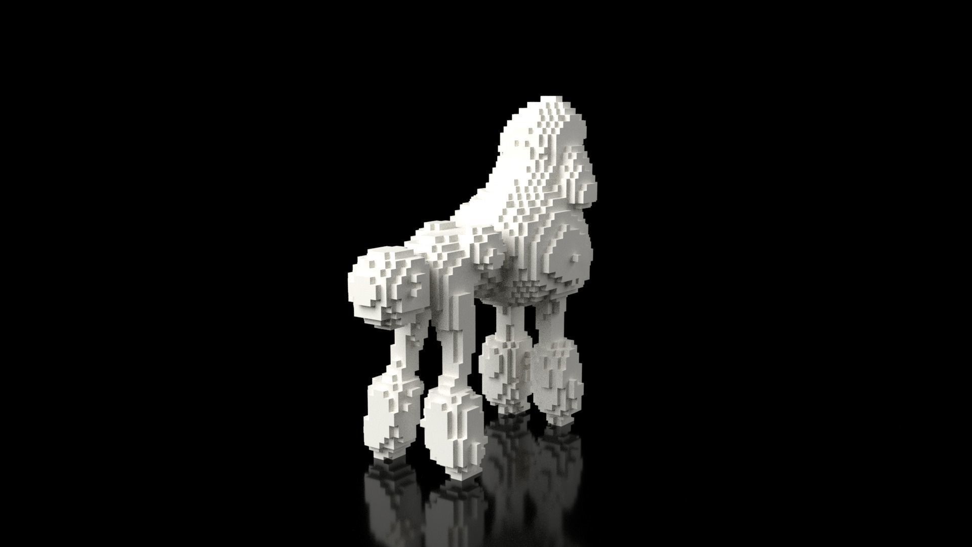 Poodle Minecraft Voxel Low-poly 3D model_4
