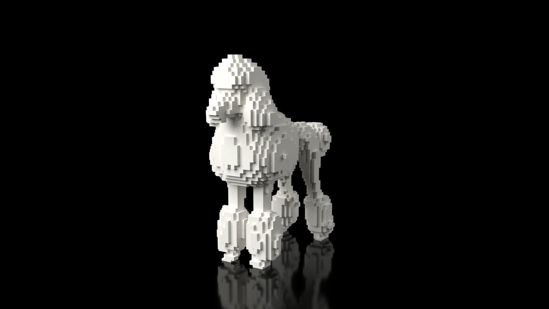 Poodle Minecraft Voxel Low-poly 3D model_1
