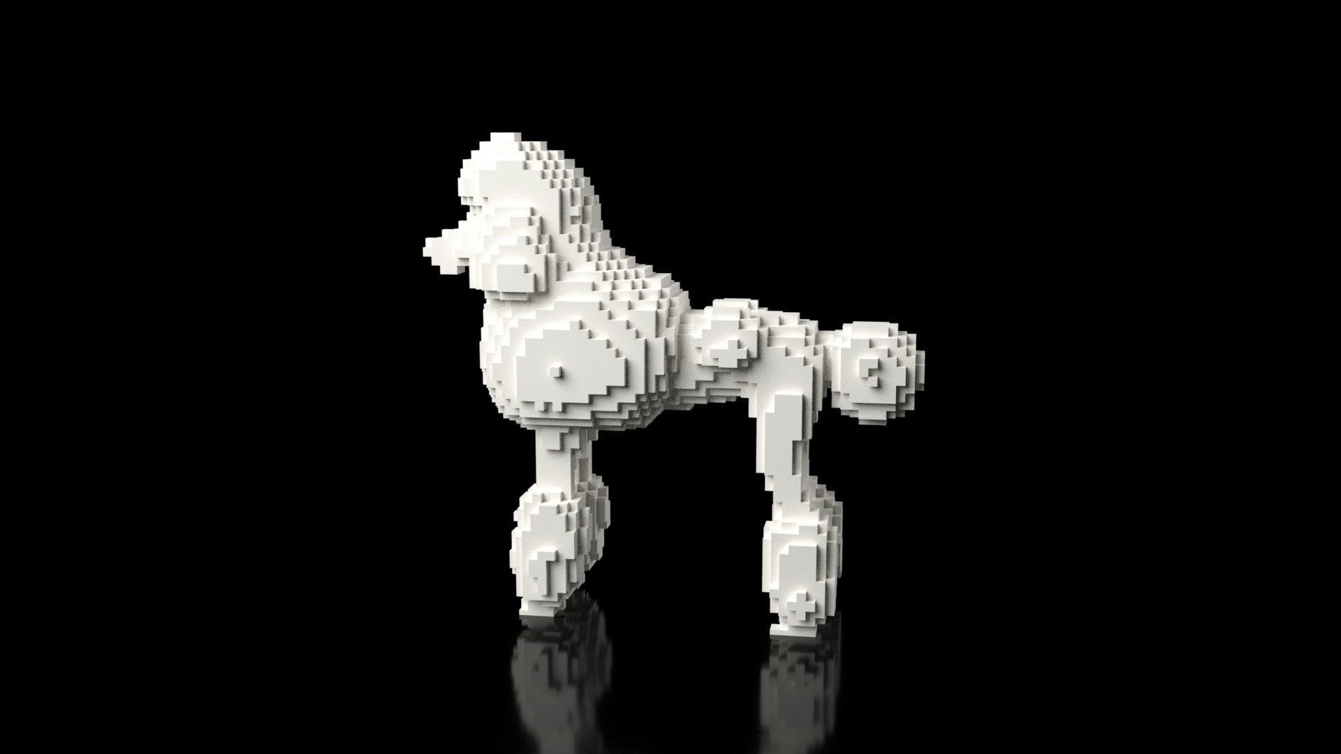 Poodle Minecraft Voxel Low-poly 3D model_6