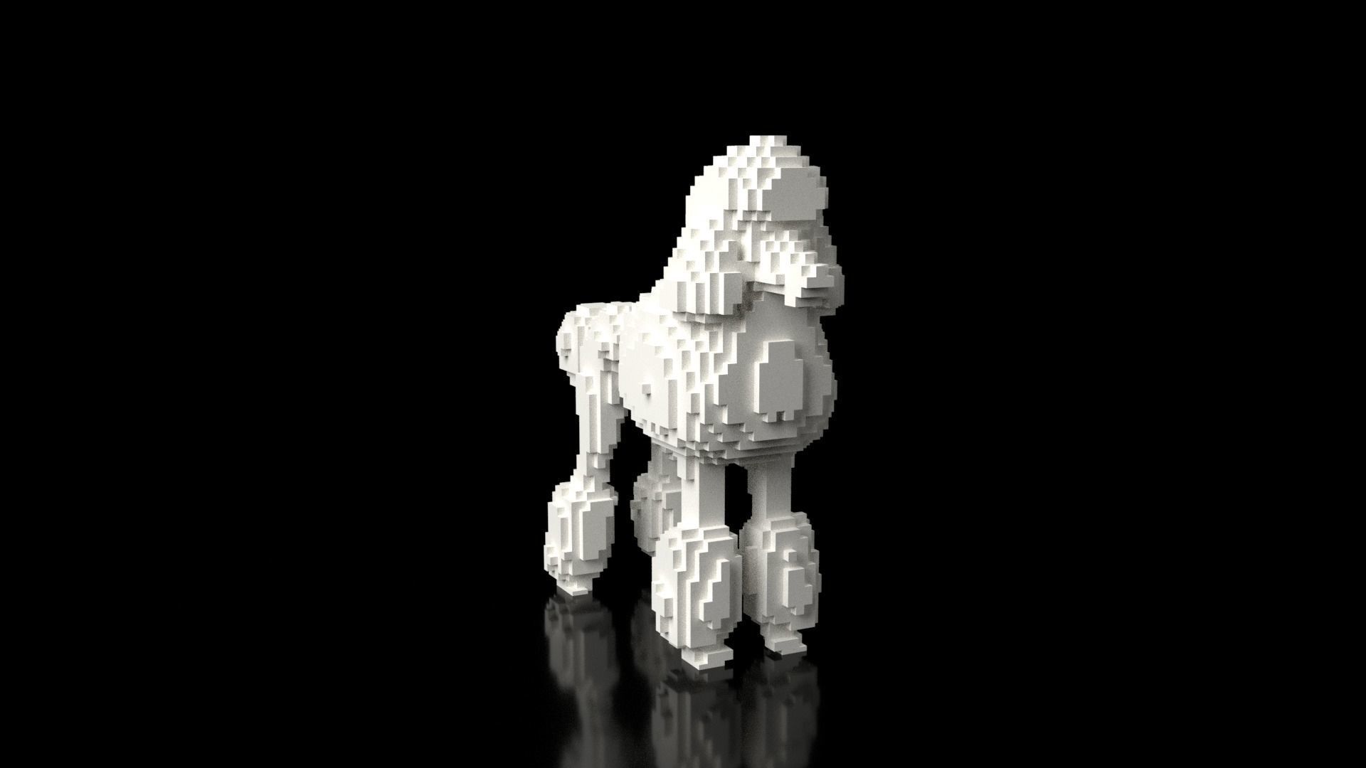 Poodle Minecraft Voxel Low-poly 3D model_2