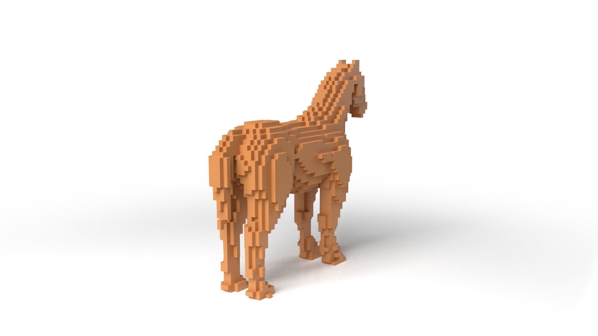 Horse Minecraft Voxel Low-poly 3D model_4