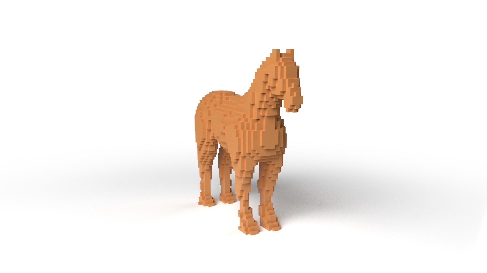 Horse Minecraft Voxel Low-poly 3D model_2