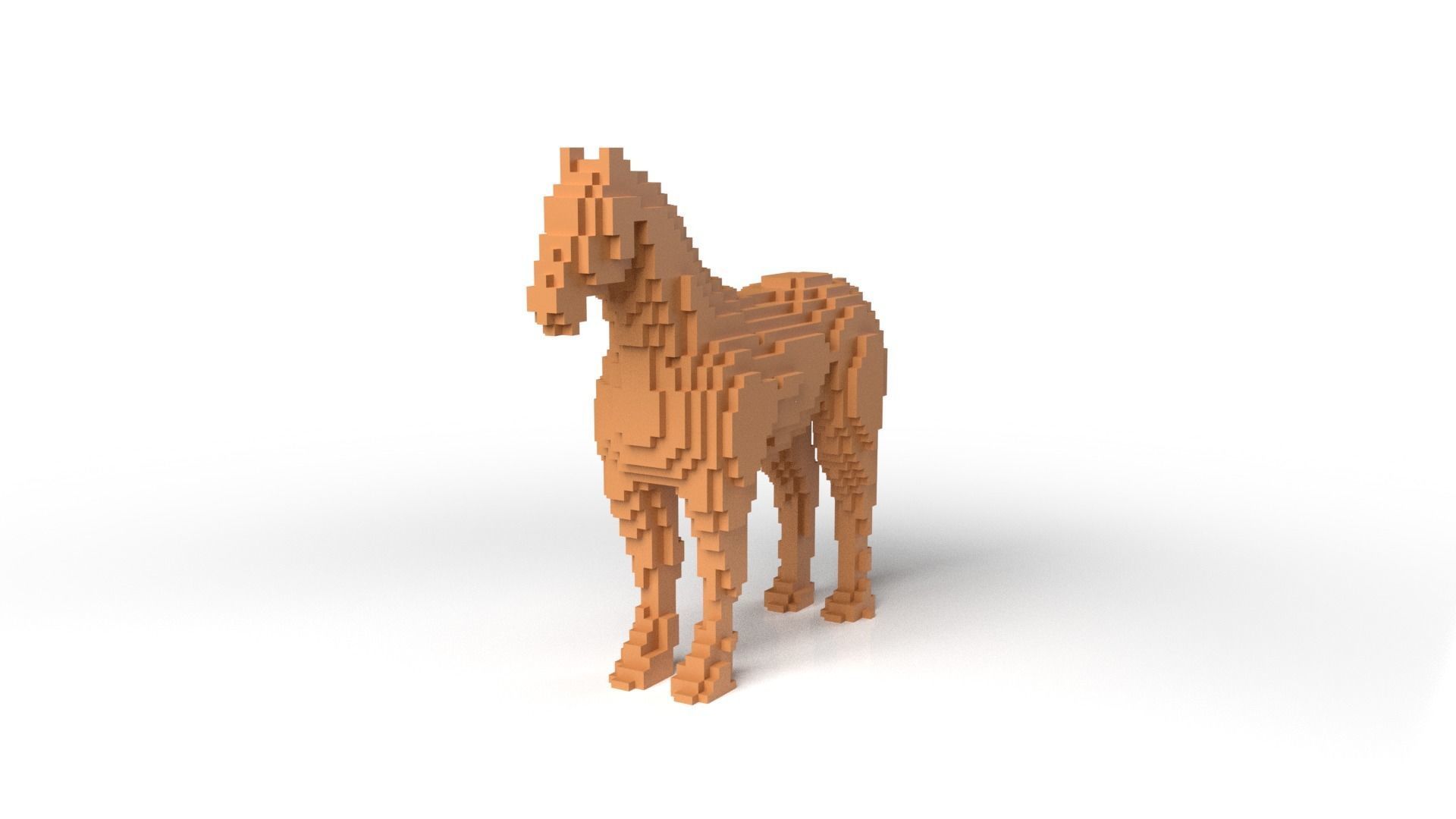 Horse Minecraft Voxel Low-poly 3D model_1