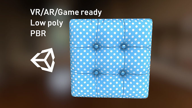 Low Poly cushion model with PBR matkit Low-poly 3D model