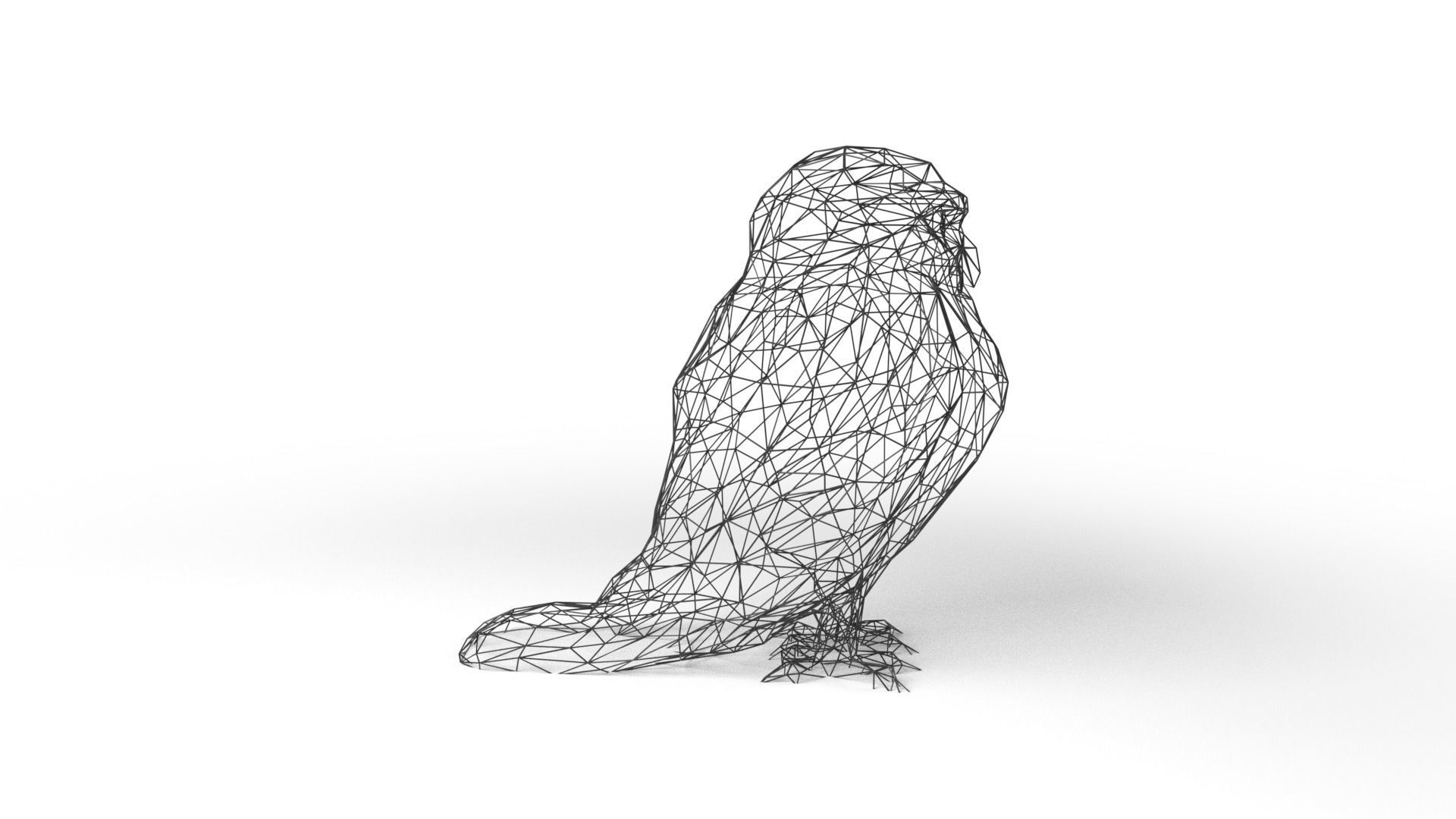Owl Wireframe Low-poly 3D model_3