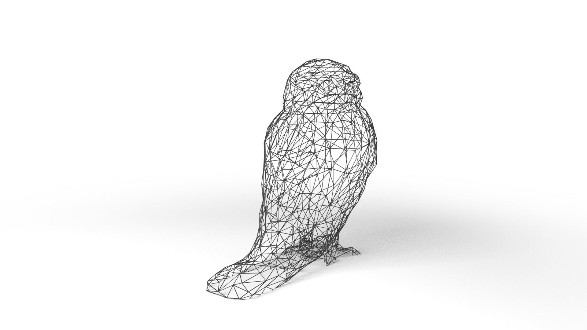 Owl Wireframe Low-poly 3D model_4
