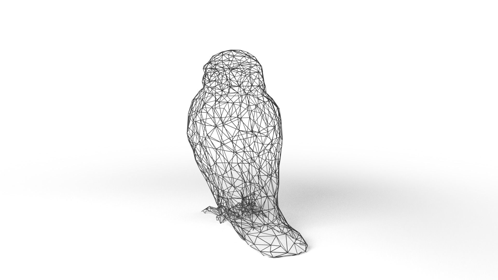 Owl Wireframe Low-poly 3D model_5