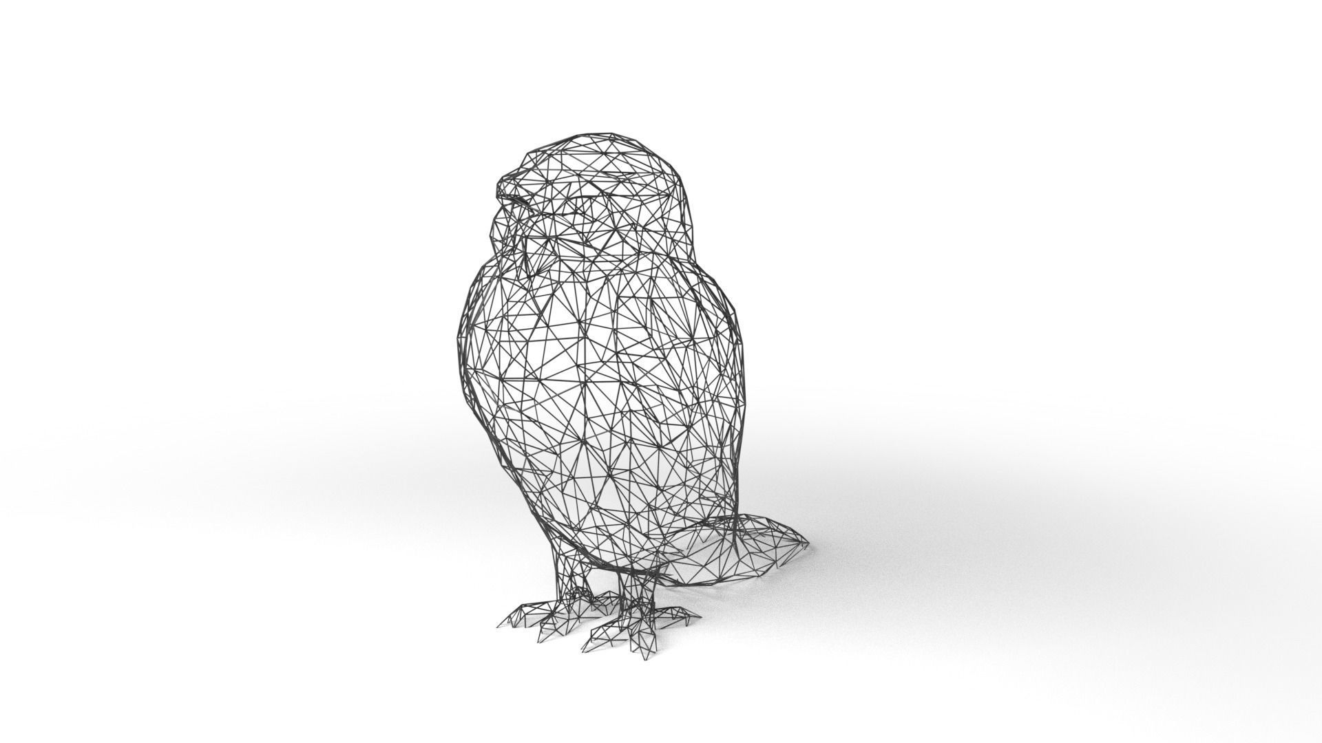 Owl Wireframe Low-poly 3D model_1