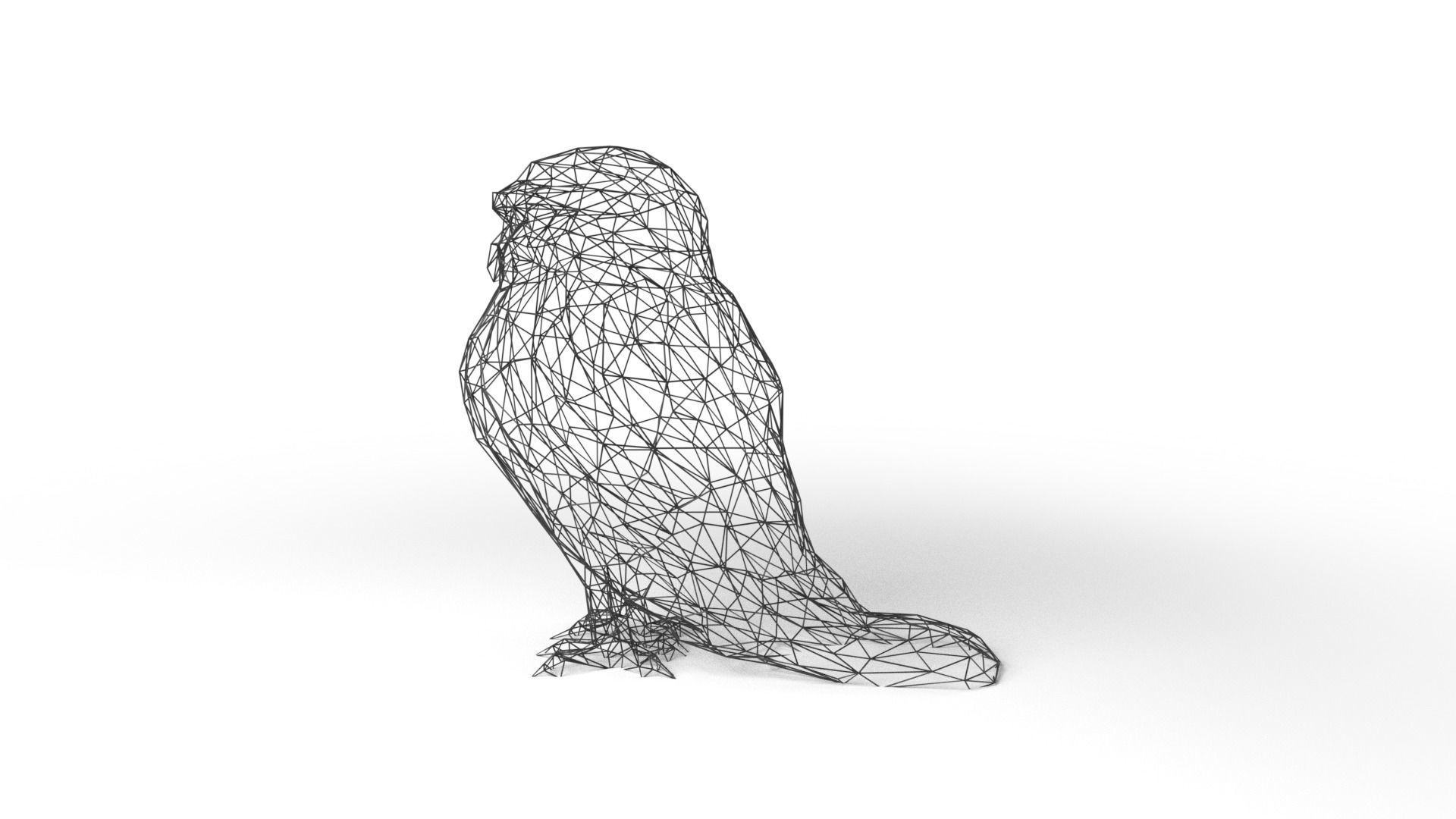 Owl Wireframe Low-poly 3D model_6