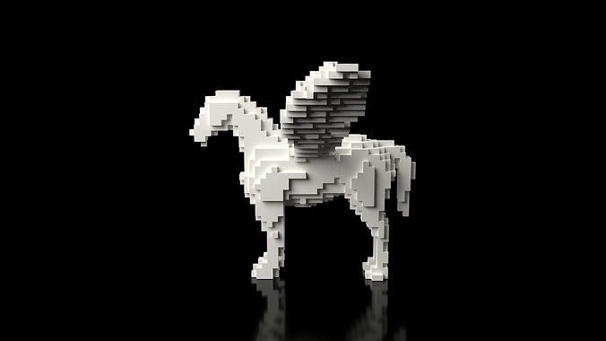 Pegasus Minecraft Voxel Low-poly 3D model
