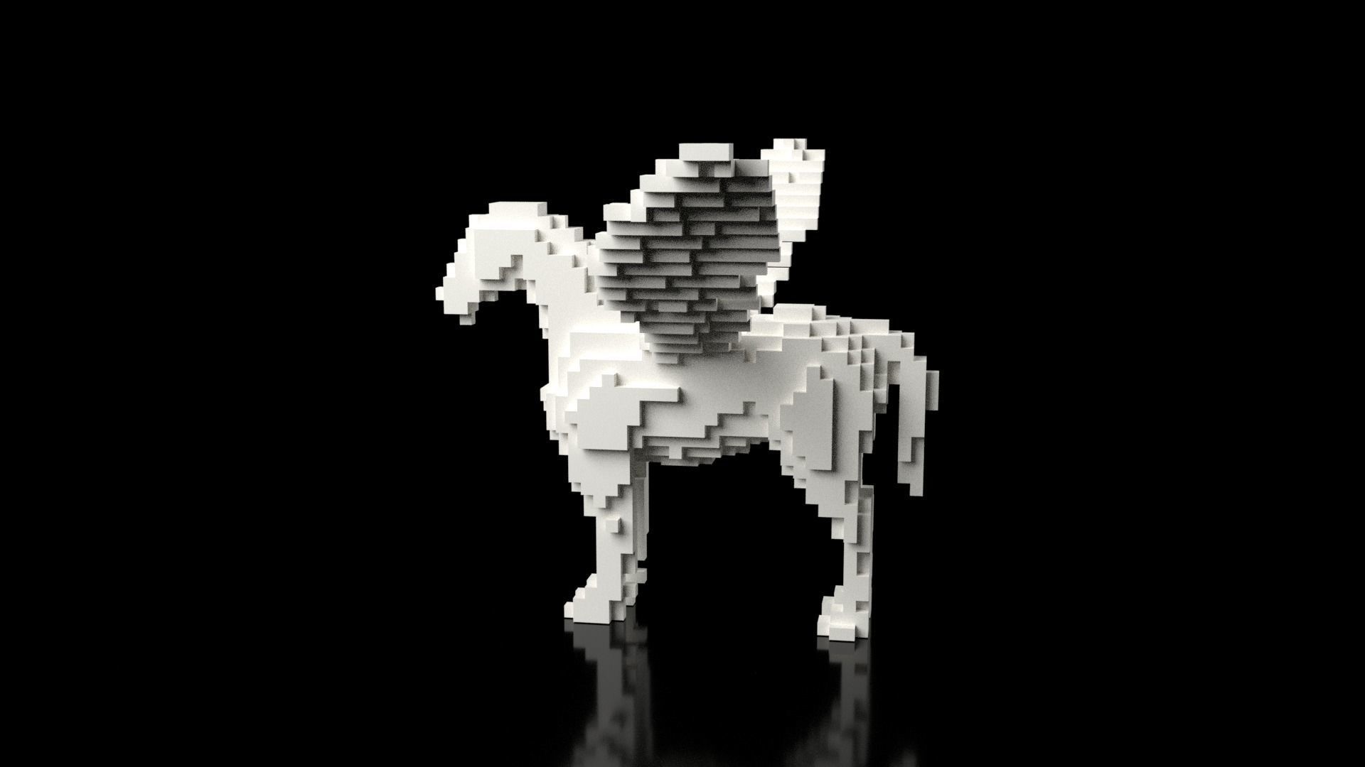 Pegasus Minecraft Voxel Low-poly 3D model_6