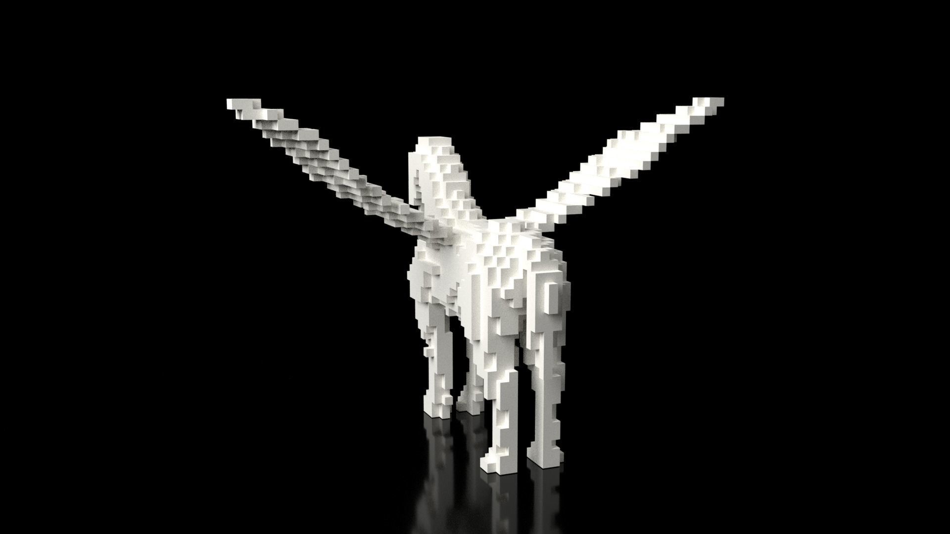 Pegasus Minecraft Voxel Low-poly 3D model_5