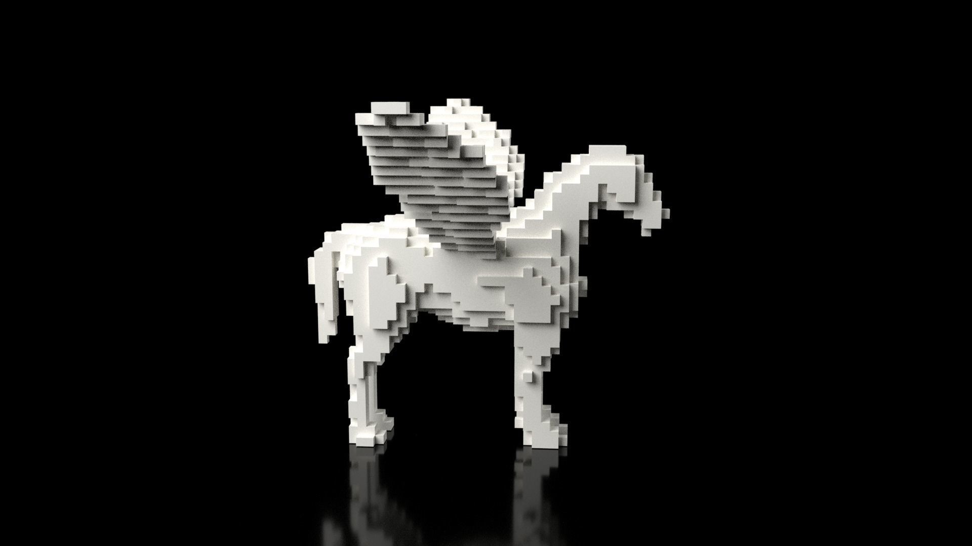 Pegasus Minecraft Voxel Low-poly 3D model_3