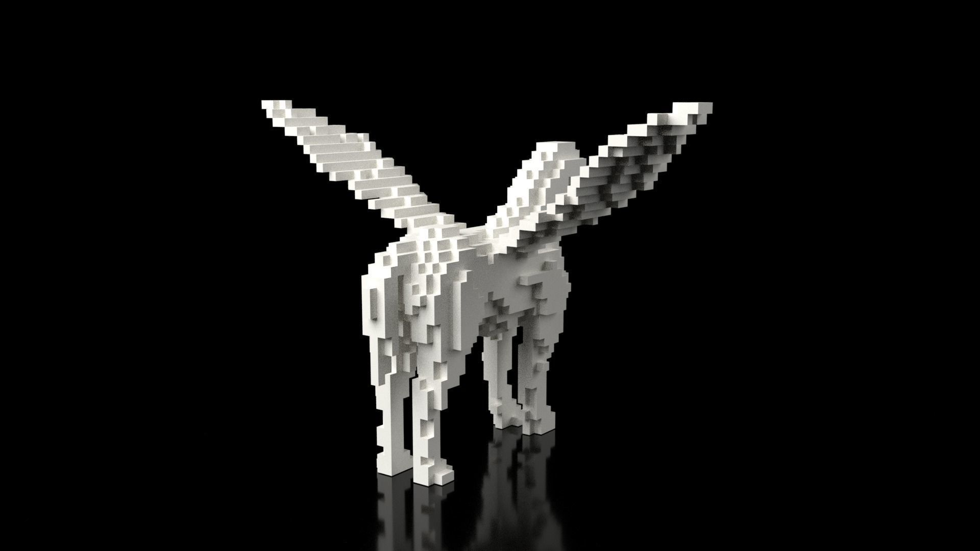 Pegasus Minecraft Voxel Low-poly 3D model_4