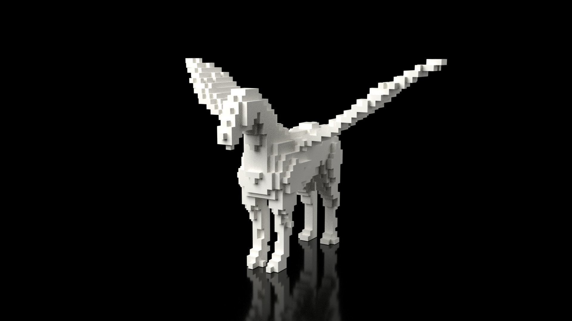 Pegasus Minecraft Voxel Low-poly 3D model_1