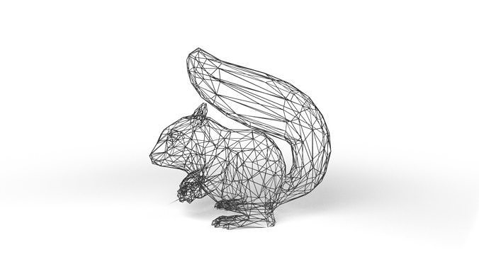 Squirrel Wireframe Low-poly 3D model