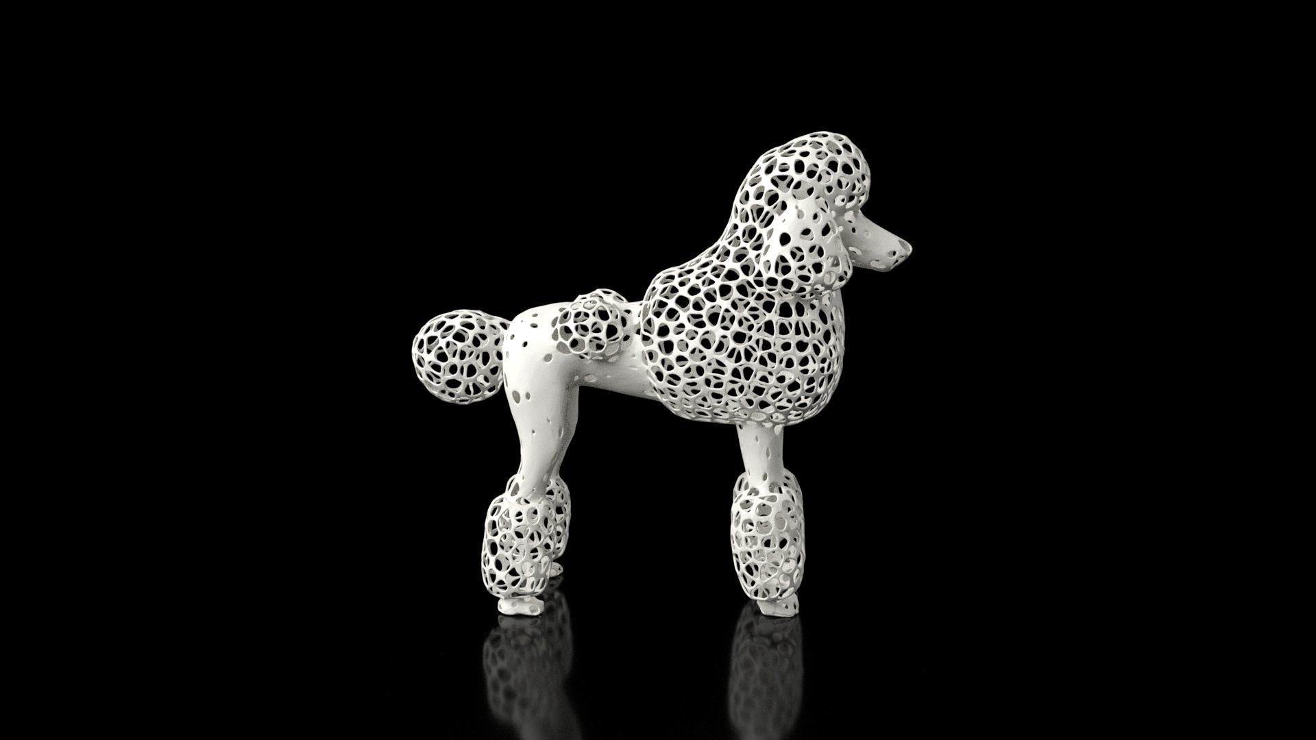 Poodle Voronoi Low-poly 3D model_3