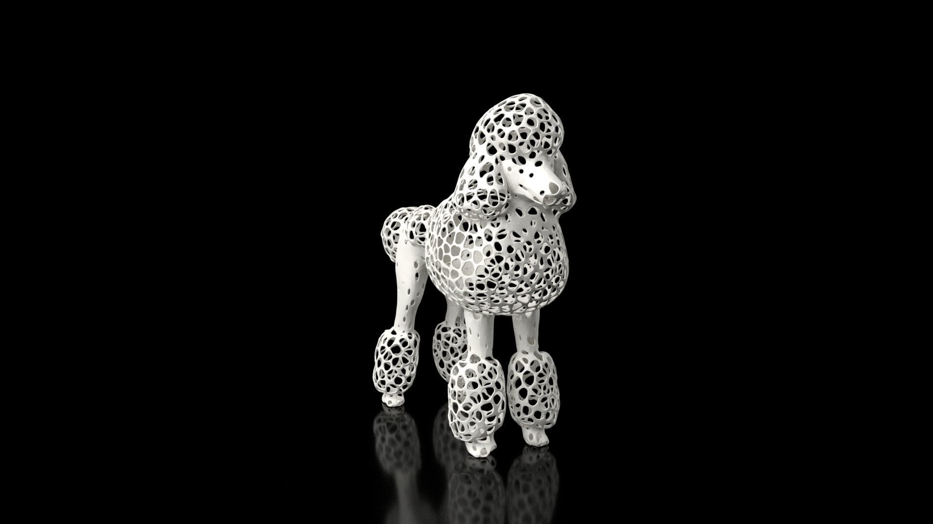 Poodle Voronoi Low-poly 3D model_2