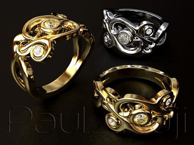 Weave Diamond Ring  3D print model_2