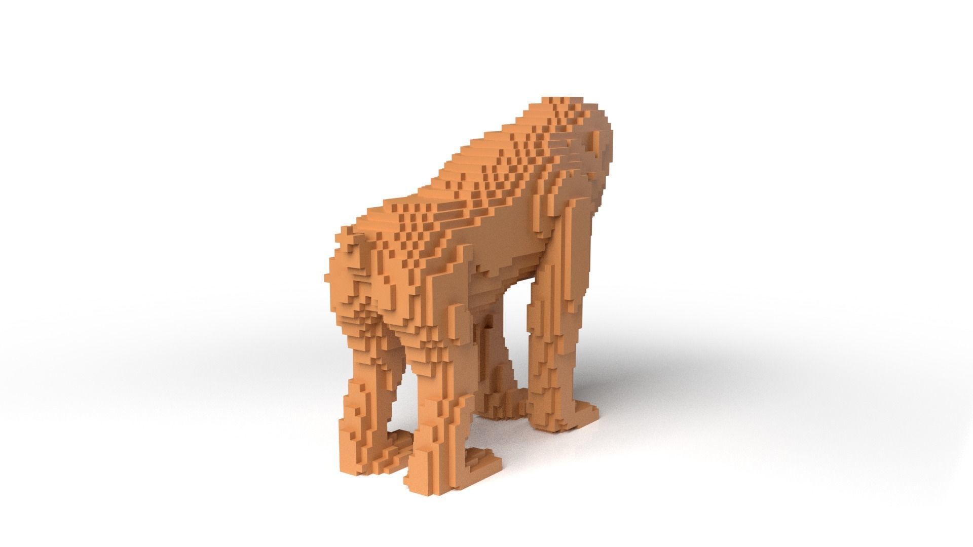 Monkey Minecraft Voxel Low-poly 3D model_4