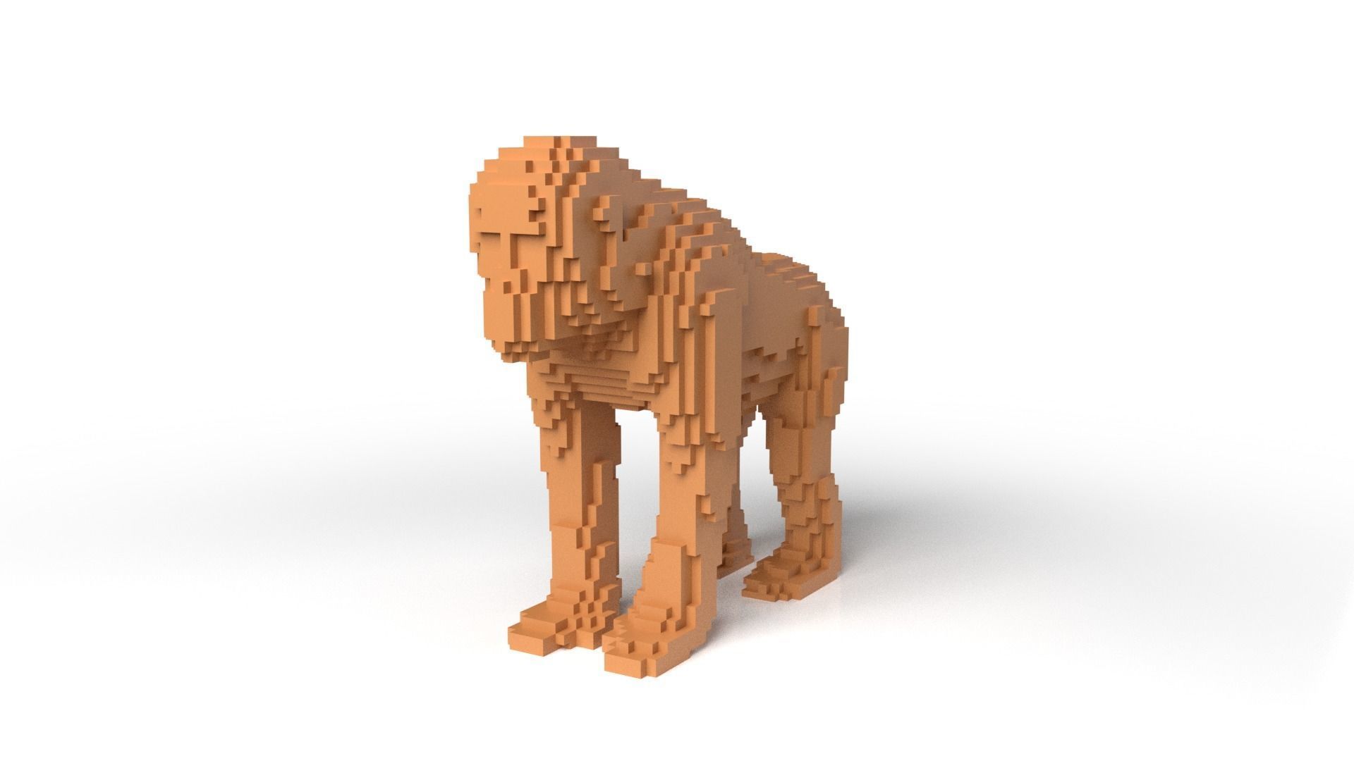 Monkey Minecraft Voxel Low-poly 3D model_1