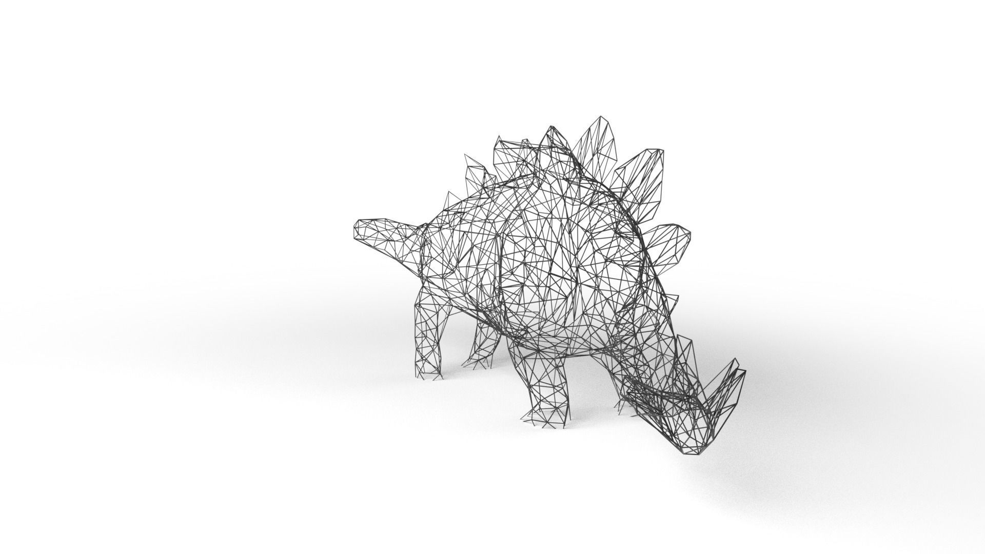 StegosaurusDinosaur Wireframe Low-poly 3D model_5