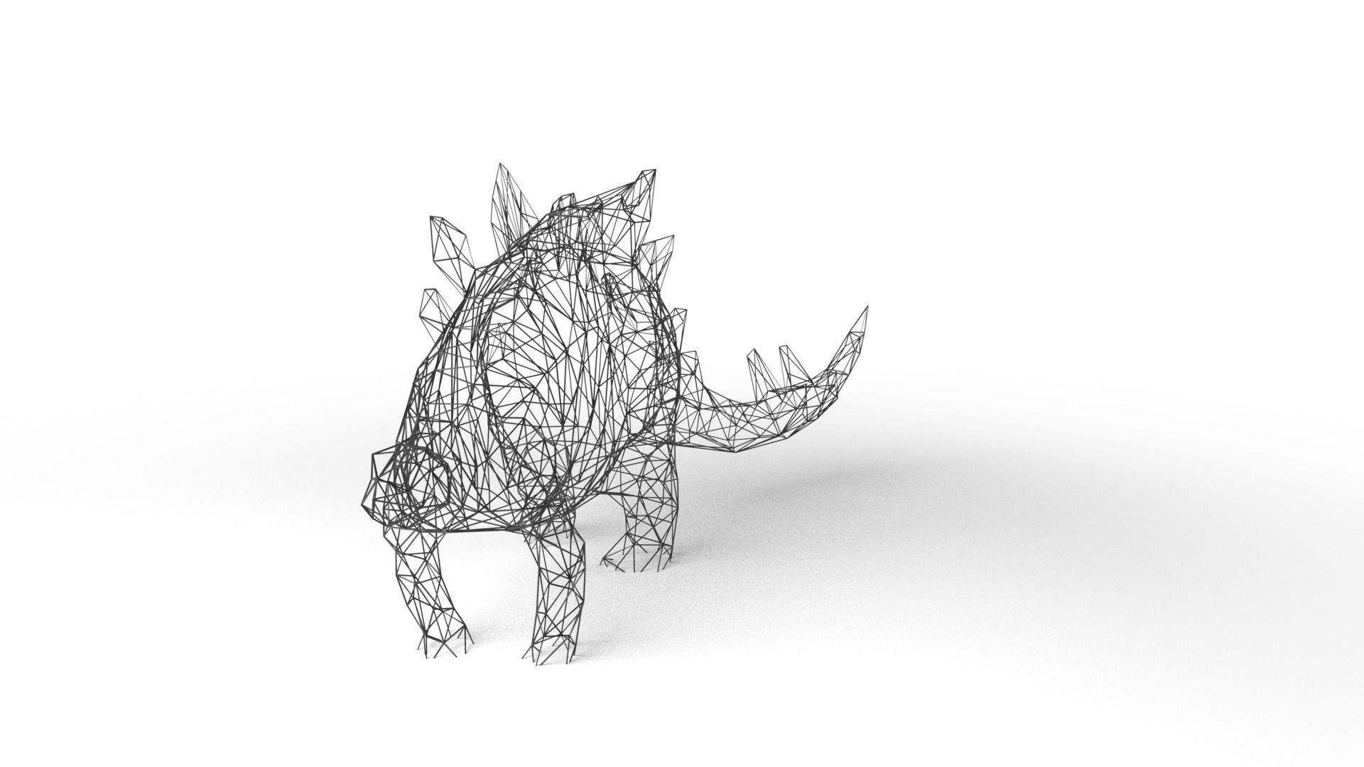 StegosaurusDinosaur Wireframe Low-poly 3D model_1