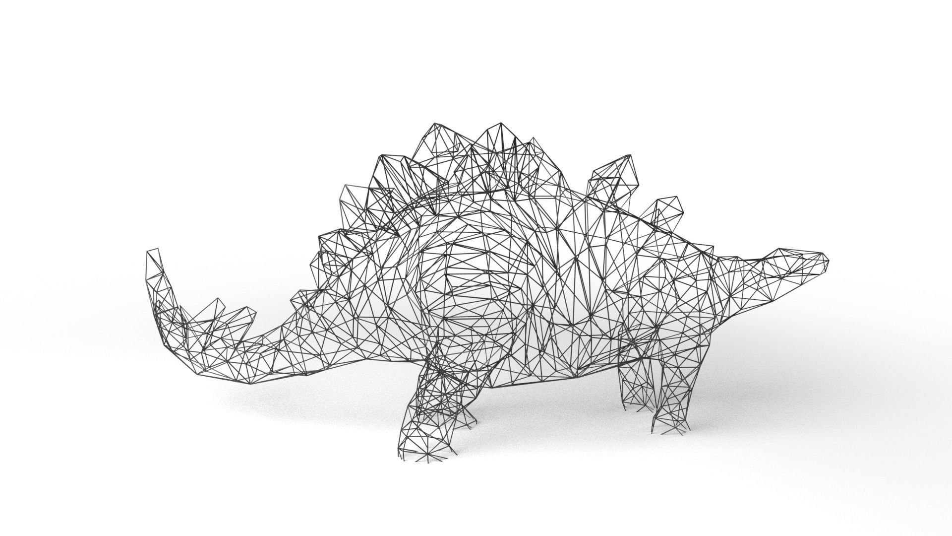 StegosaurusDinosaur Wireframe Low-poly 3D model_3