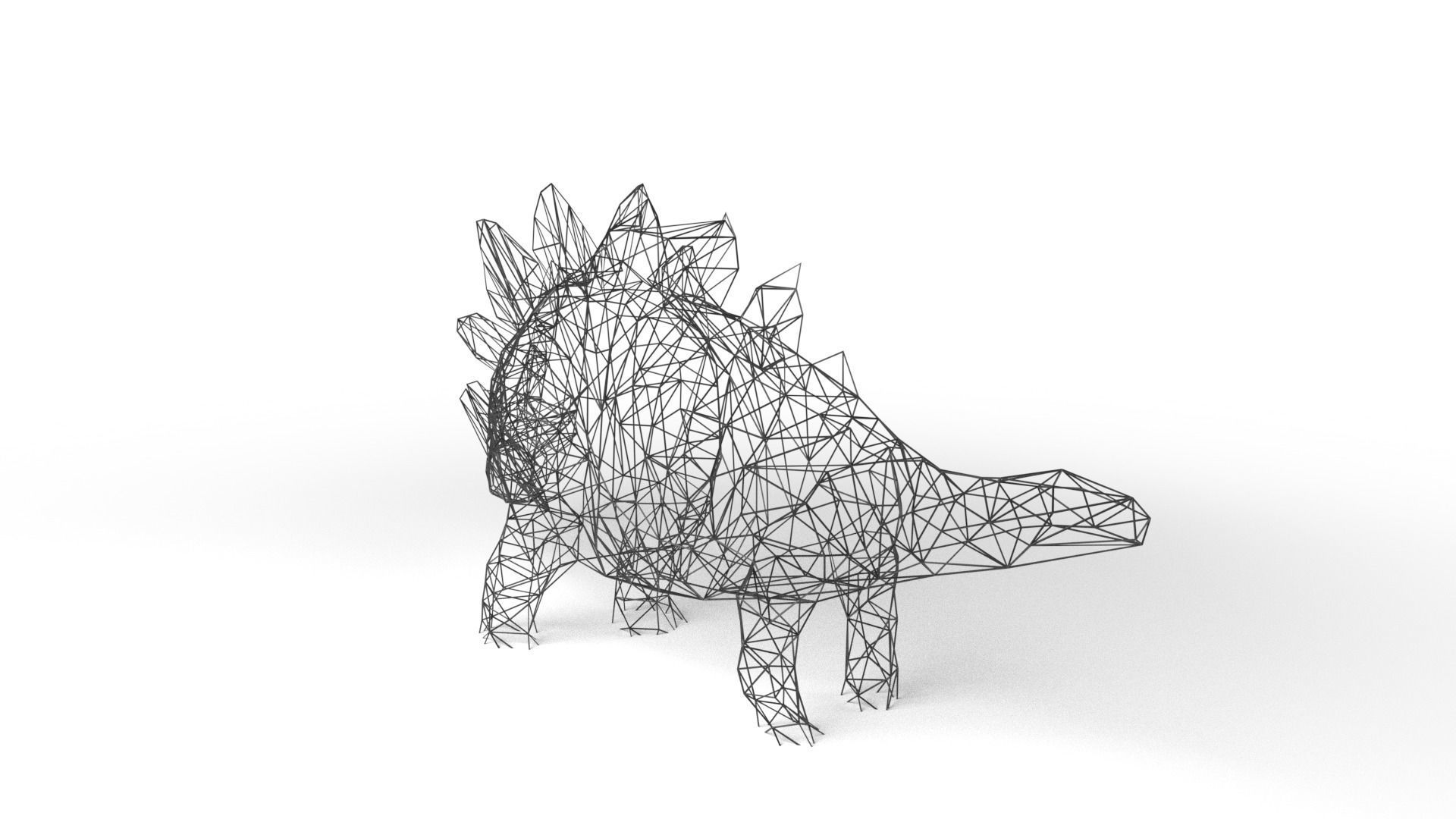 StegosaurusDinosaur Wireframe Low-poly 3D model_2