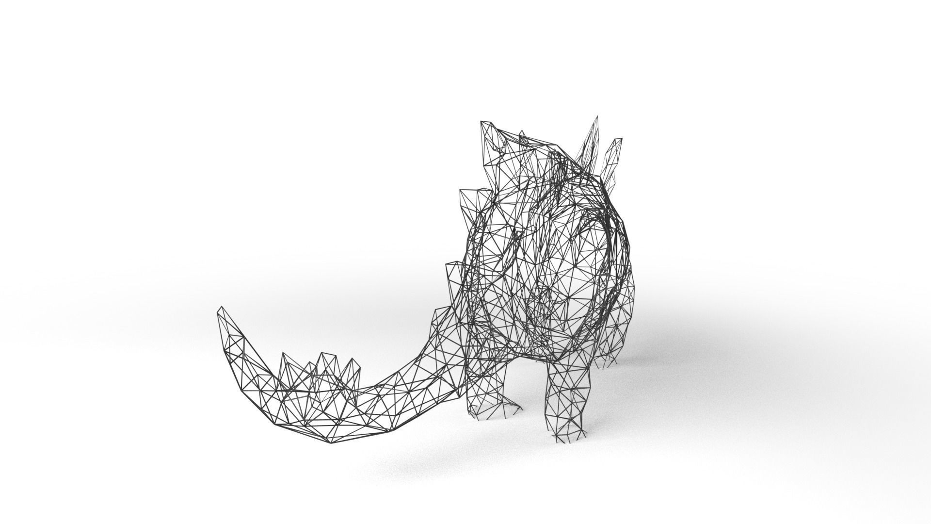 StegosaurusDinosaur Wireframe Low-poly 3D model_4