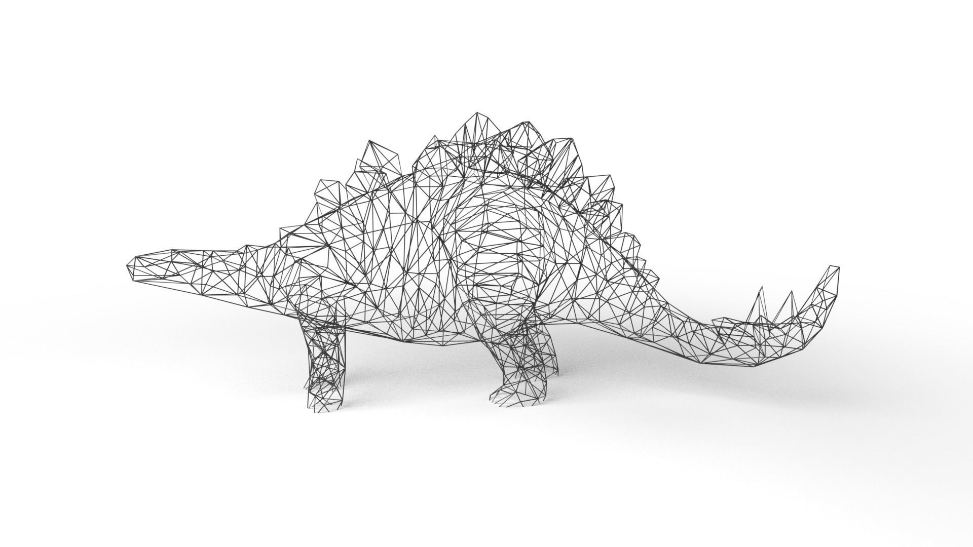 StegosaurusDinosaur Wireframe Low-poly 3D model_6
