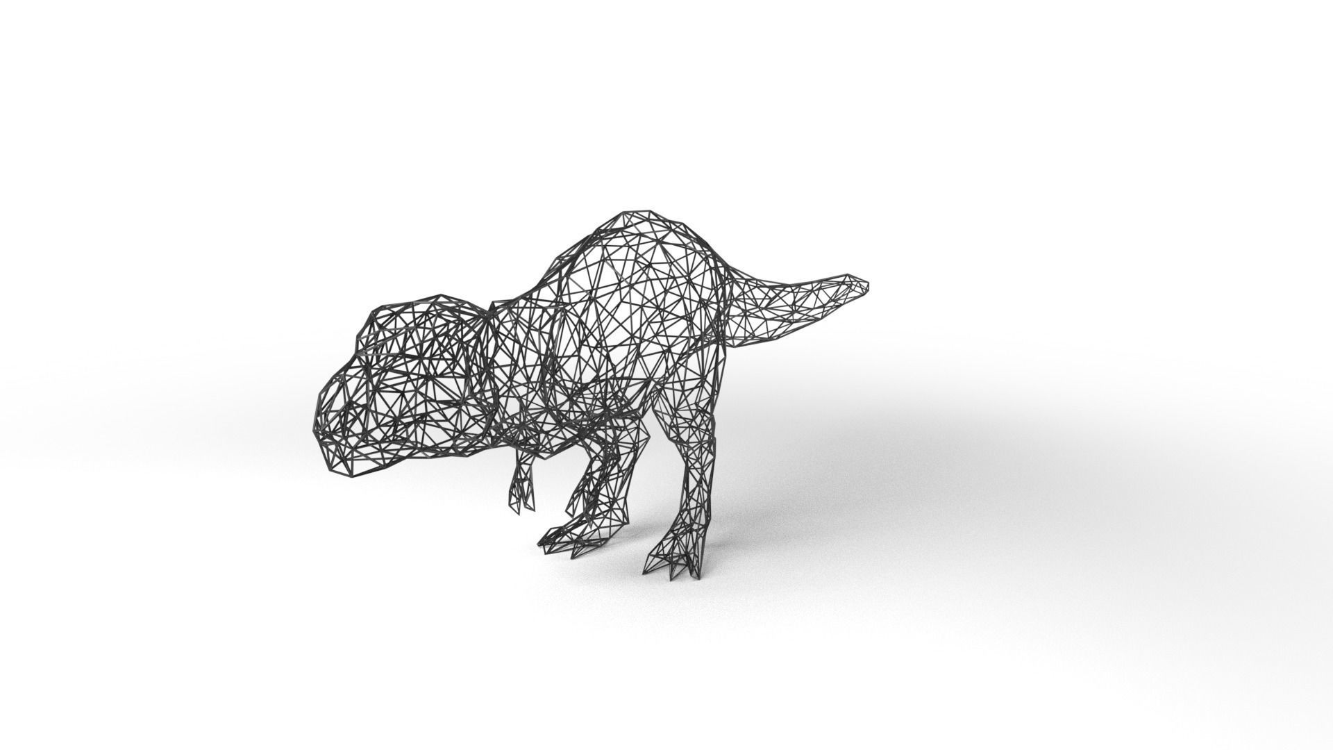 Tyrannosaurus Wireframe Low-poly 3D model_1