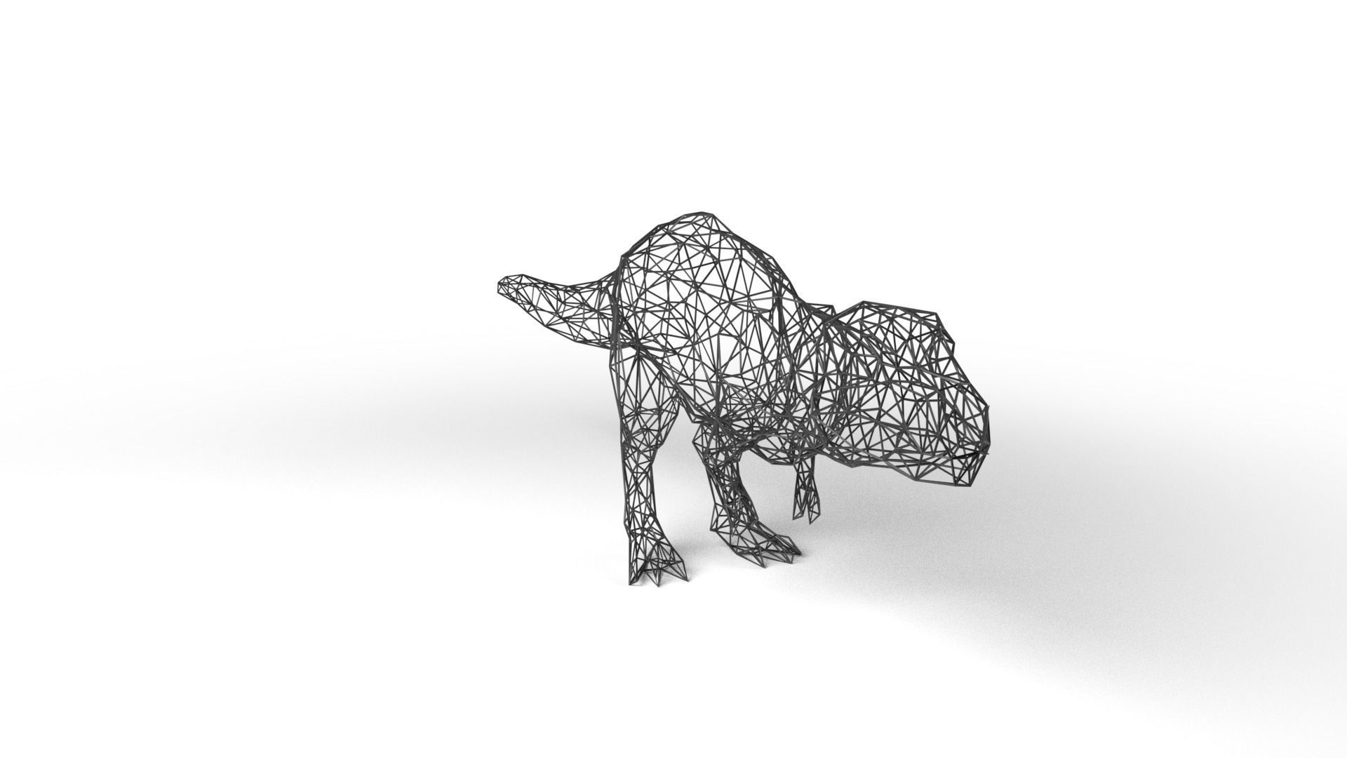 Tyrannosaurus Wireframe Low-poly 3D model_2