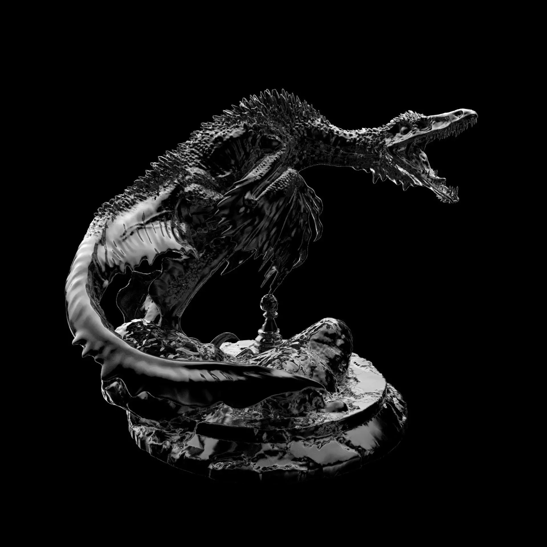 Sinornithomimus Chess Piece Pawn 3D print model_0