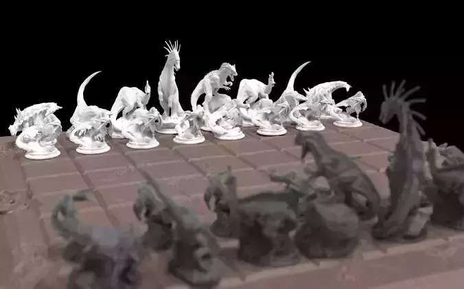 Dinosaur Chess Complete 3D print model