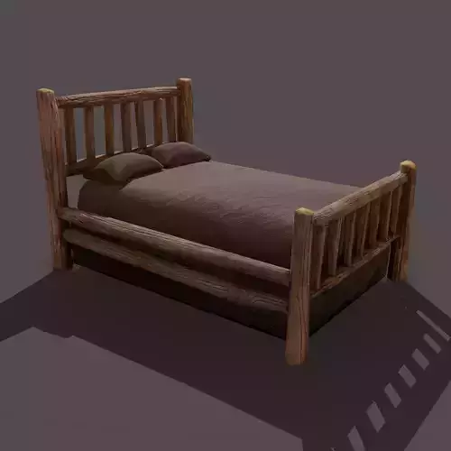 Viking Style Bed Low-poly 3D model